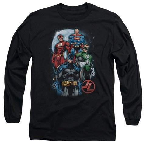 Jla-The Four Long Sleeve Adult 18-1 Tee- Black - Small