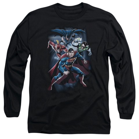 Jla-Cosmic Crew Long Sleeve Adult 18-1 Tee- Black - Small