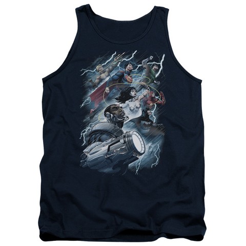 Jla-Ride The Lightening Adult Tank Top- Navy - Medium