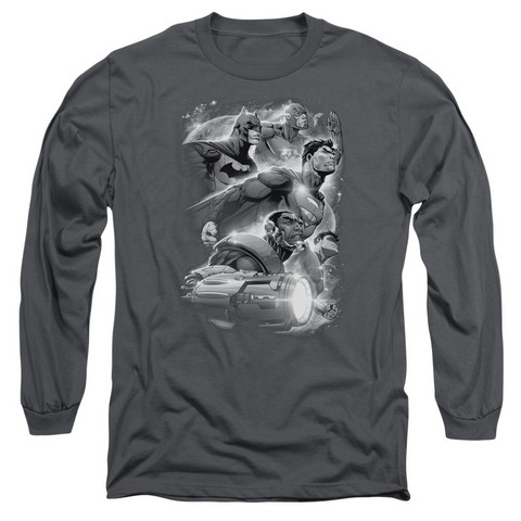 Jla-Atmospheric Long Sleeve Adult 18-1 Tee- Charcoal - Small