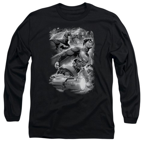 Jla-Atmospheric Long Sleeve Adult 18-1 Tee- Black - XL