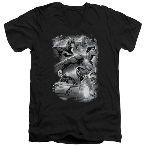 Jla-Atmospheric Short Sleeve Adult V-Neck 30-1 Tee- Black - Medium