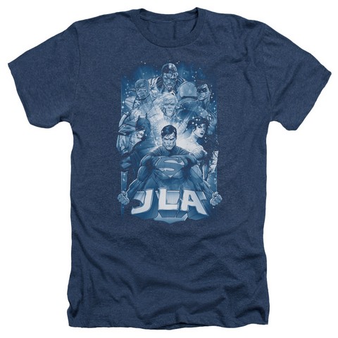 Jla-Burst Adult Heather Tee- Navy - Large