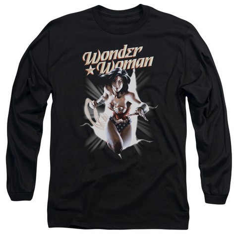 Jla-Ww Break Out Long Sleeve Adult 18-1 Tee- Black - Small