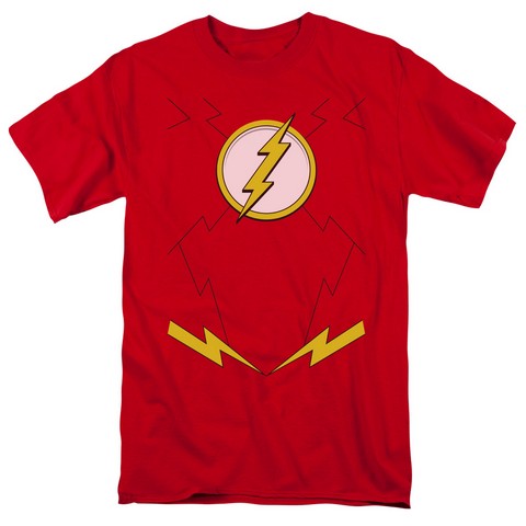 Jla-New Flash Costume Short Sleeve Adult 18-1 Tee- Red - Medium