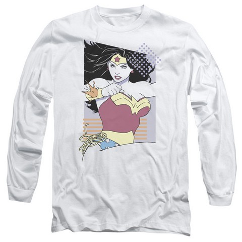 Jla-Ww 80S Minimal Long Sleeve Adult 18-1 Tee- White - Medium
