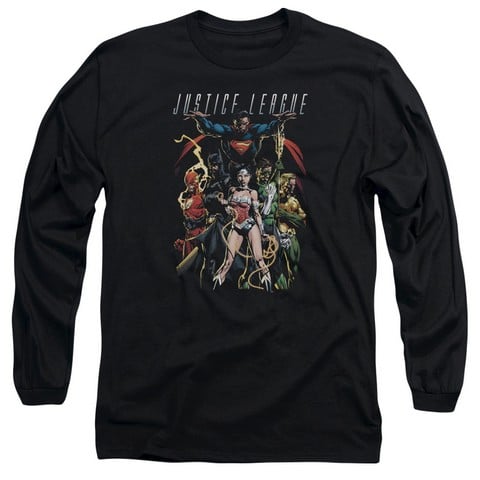 Jla-Dark Days Long Sleeve Adult 18-1 Tee- Black - 2X