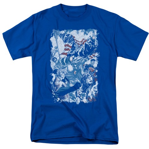 Jla-American Justice Short Sleeve Adult 18-1 Tee- Royal - Medium