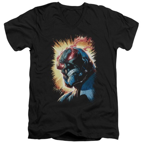 Jla-Darkseid Is Short Sleeve Adult V-Neck 30-1 Tee- Black - Large
