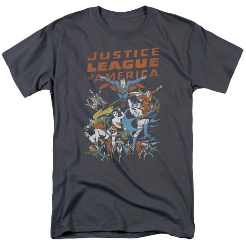 Jla-Big Group Short Sleeve Adult 18-1 Tee- Charcoal - Medium
