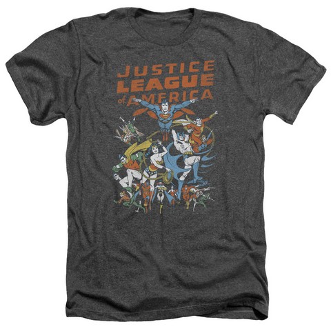 Jla-Big Group Adult Heather Tee- Charcoal - Small