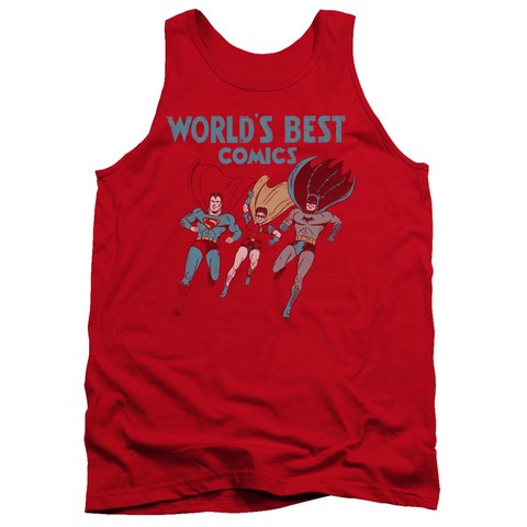 Jla-Worlds Best Adult Tank Top- Red - Medium