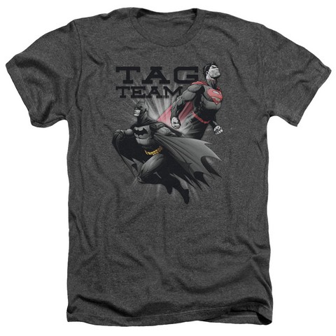 Jla-Tag Team Adult Heather Tee- Charcoal - Medium