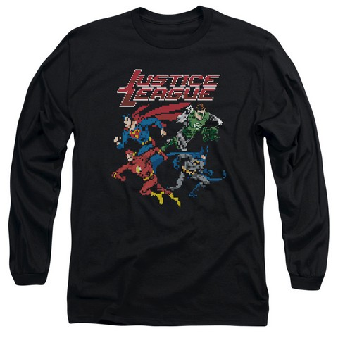 Jla-Pixel League Long Sleeve Adult 18-1 Tee- Black - Small -  Trevco, JLA434-AL-1