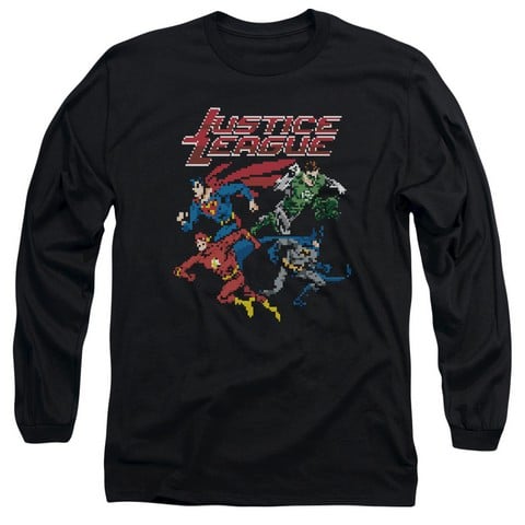 Jla-Pixel League Long Sleeve Adult 18-1 Tee- Black - Medium -  Trevco, JLA434-AL-2
