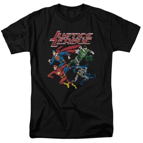 Jla-Pixel League Short Sleeve Adult 18-1 Tee- Black - XL -  Trevco, JLA434-AT-4