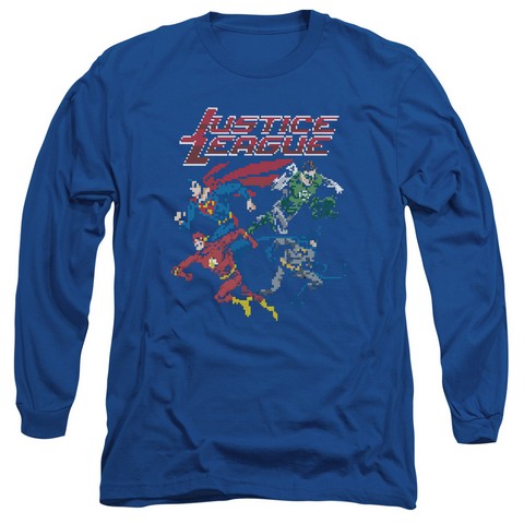 Jla-Pixel League Long Sleeve Adult 18-1 Tee- Royal Blue - Medium -  Trevco, JLA434B-AL-2