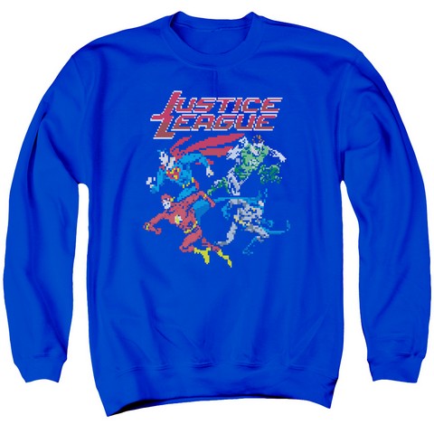 Jla-Pixel League Adult Crew Sweat Tee- Royal Blue - 2X