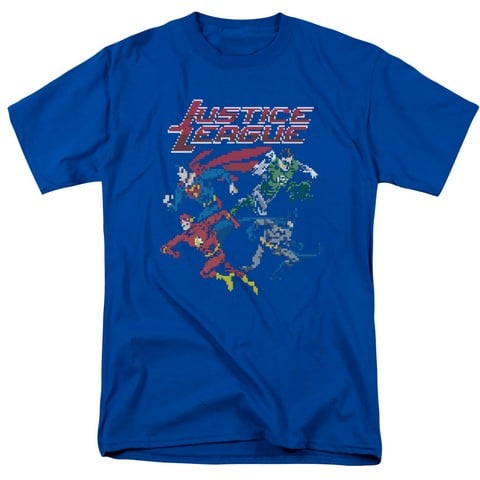 Jla-Pixel League Short Sleeve Adult 18-1 Tee- Royal Blue - 3X -  Trevco, JLA434B-AT-6