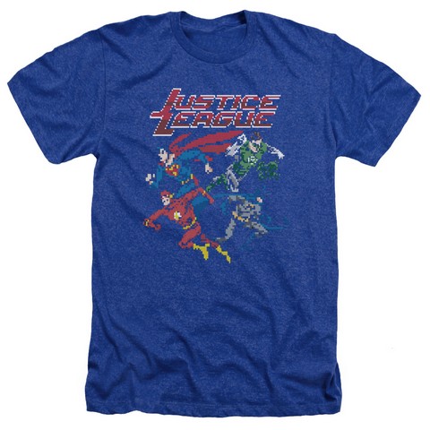 Jla-Pixel League Adult Heather Tee- Royal Blue - Large