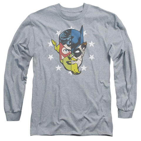 Jla-Face Off Long Sleeve Adult 18-1 Tee- Athletic Heather - Small
