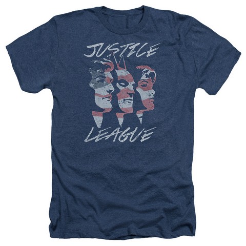 Jla-Justice For America Adult Heather Tee- Navy - Small