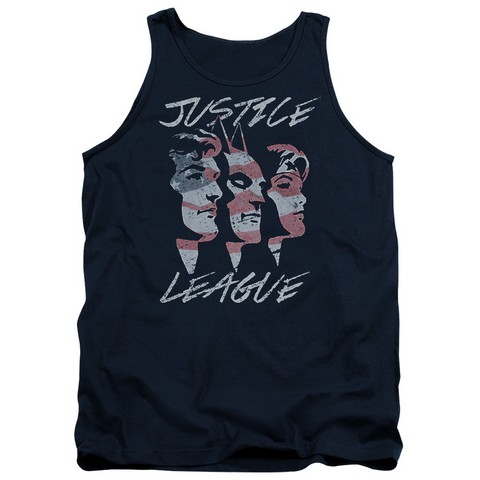 Jla-Justice For America Adult Tank Top- Navy - Medium