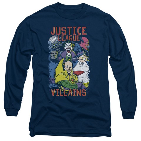 Jla-Justice For America Long Sleeve Adult 18-1 Tee- Navy - Medium