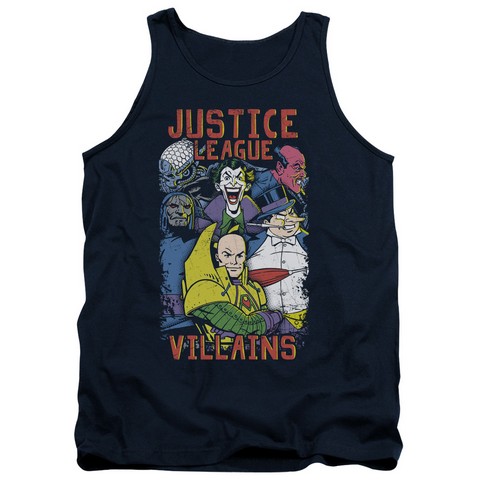 Jla-Justice For America Adult Tank Top- Navy - Medium