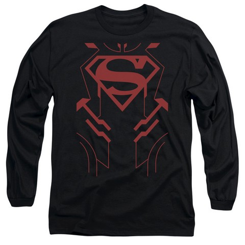 Jla-Superboy Long Sleeve Adult 18-1 Tee, Black - 2X