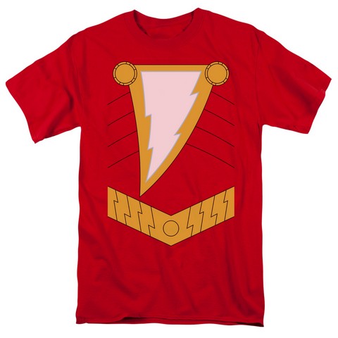 Jla-Shazam Short Sleeve Adult 18-1 Tee - Red - Medium