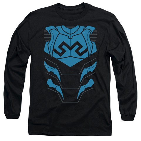 Jla-Blue Beetle Long Sleeve Adult 18-1 Tee, Black - Medium