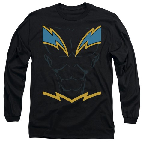 Jla-Black Lightning Long Sleeve Adult 18-1 Tee- Black - Medium