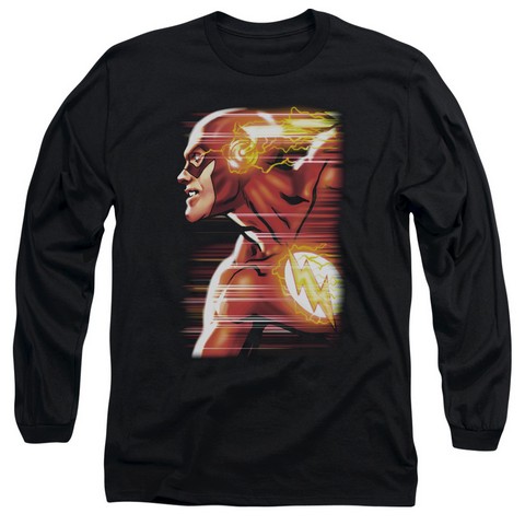 Jla-Speed Head Long Sleeve Adult 18-1 Tee- Black - Medium
