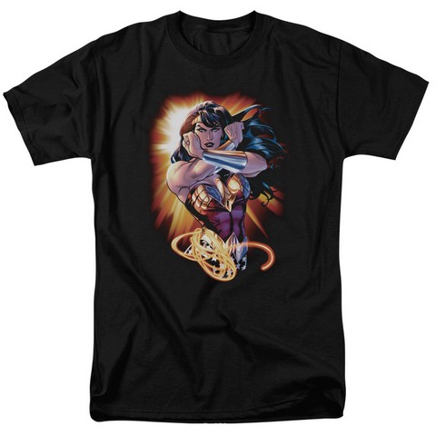 Jla-Wonder Rays Short Sleeve Adult 18-1 Tee- Black - 2X