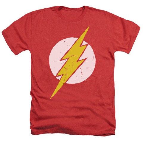 Jla-Rough Flash Adult Heather Tee - Red - Medium
