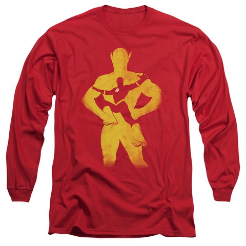 Jla-Flash Knockout Long Sleeve Adult 18-1 Tee- Red - Large