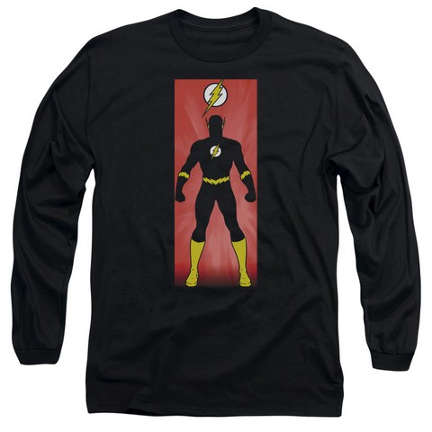 Jla-Flash Block Long Sleeve Adult 18-1 Tee- Black - Large