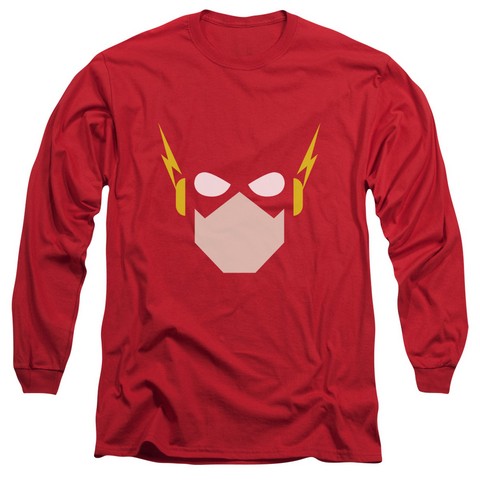 Jla-Flash Head Long Sleeve Adult 18-1 Tee- Red - XL