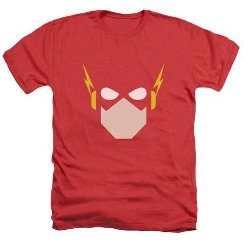 Jla-Flash Head Adult Heather Tee- Red - Large