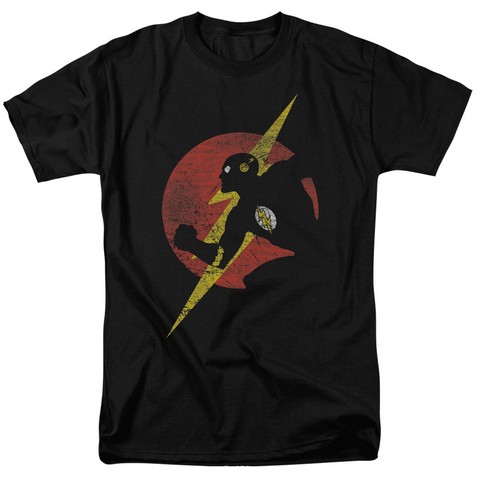 Jla-Flash Symbol Knockout Short Sleeve Adult 18-1 Tee, Black - 3X