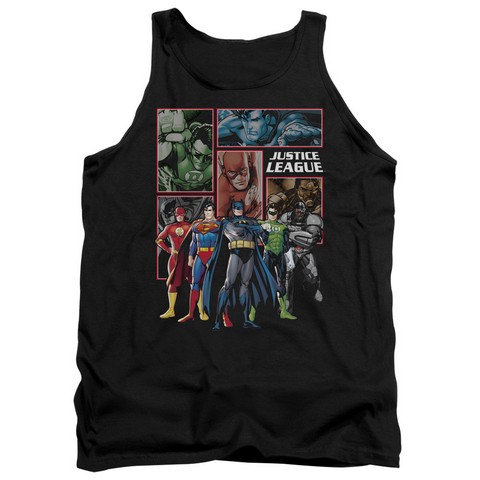 Jla-New Jla Panels Adult Tank Top- Black - Medium