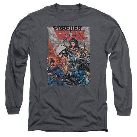 Jla-Crime Syndicate Long Sleeve Adult 18-1 Tee- Charcoal - Medium