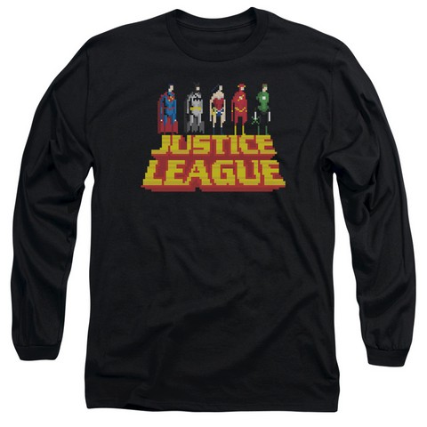 Jla-Standing Above Long Sleeve Adult 18-1 Tee- Black - Small