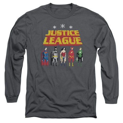 Jla-Standing Below Long Sleeve Adult 18-1 Tee- Charcoal - Medium