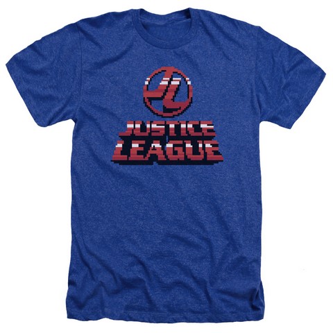 Jla-8 Bit Jla Adult Heather Tee- Royal Blue - Large