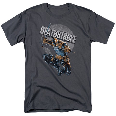 Jla-Deathstroke Retro Short Sleeve Adult 18-1 Tee- Charcoal - Medium