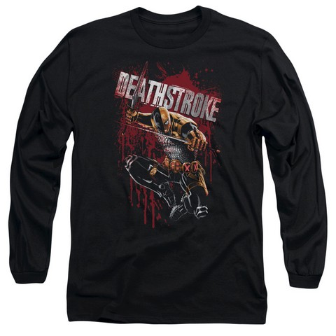 Jla-Blood Splattered Long Sleeve Adult 18-1 Tee- Black - Medium