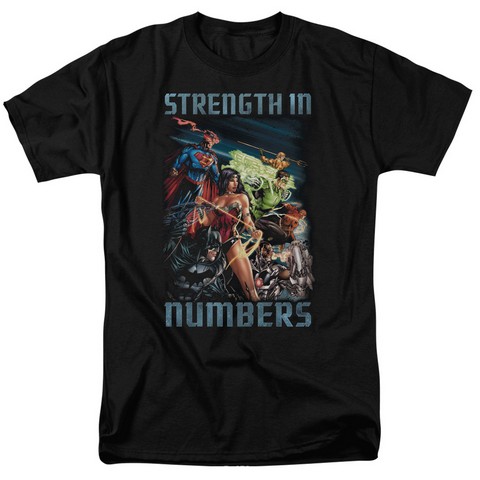 Jla-Strength In Number Short Sleeve Adult 18-1 Tee- Black - Medium