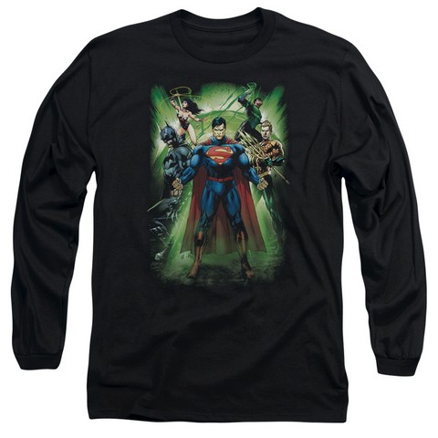 Jla-Power Burst Long Sleeve Adult 18-1 Tee- Black - 2X